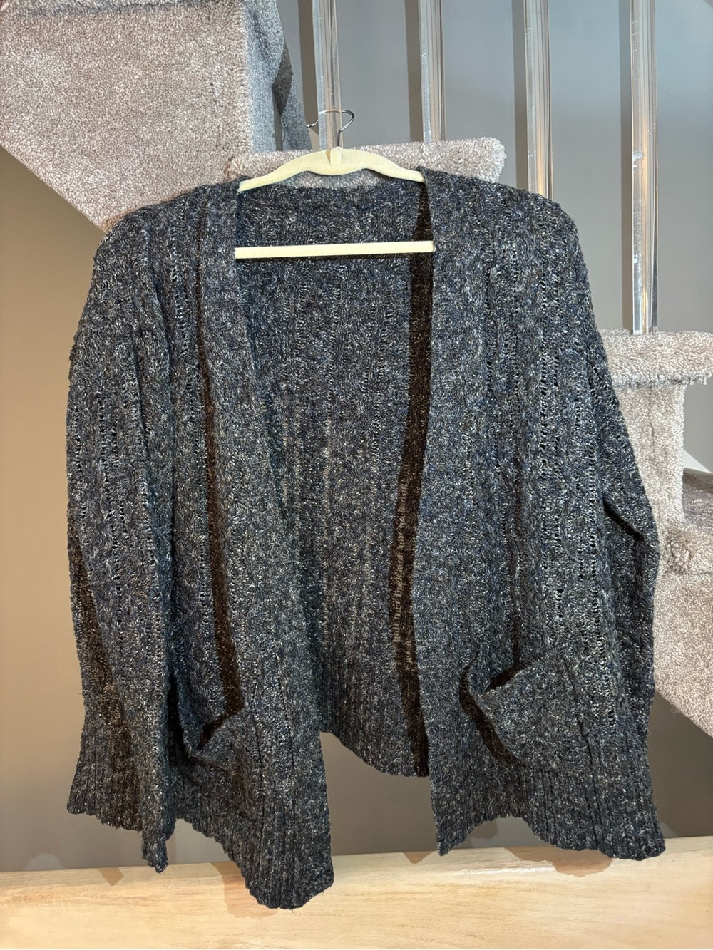 Aeropostale Cozy Open-Front Dark Gray Cable Knit Women's Cardigan